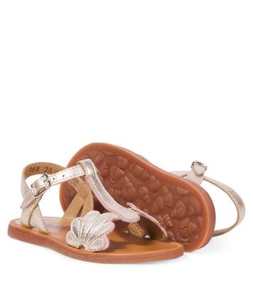 Sandalen Plagette Bloom aus Metallic-Leder | Pom d'Api