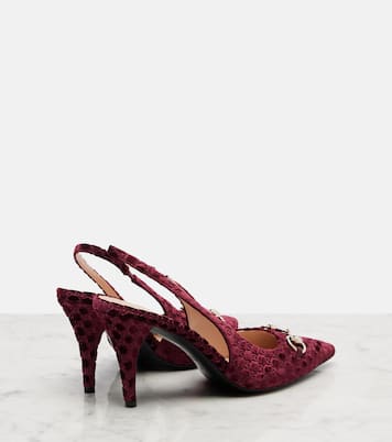 Slingback-Pumps Horsebit GG aus Samt | Gucci