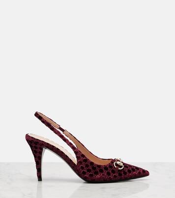 Slingback-Pumps Horsebit GG aus Samt | Gucci