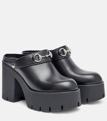 Mules Horsebit in pelle con plateau | Gucci