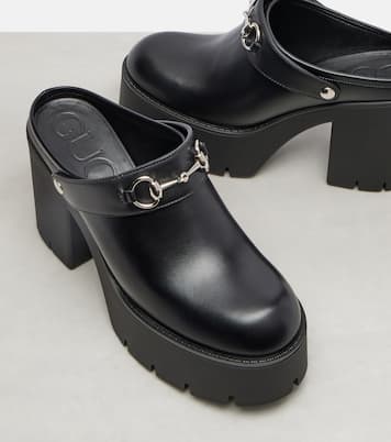 Mules Horsebit in pelle con plateau | Gucci