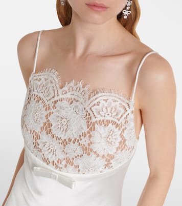 Lace-trimmed satin maxi dress | Self-Portrait
