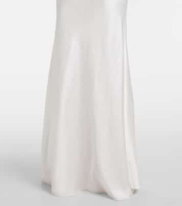 Lace-trimmed satin maxi dress | Self-Portrait