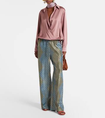 Printed silk satin straight pants  | Dries Van Noten