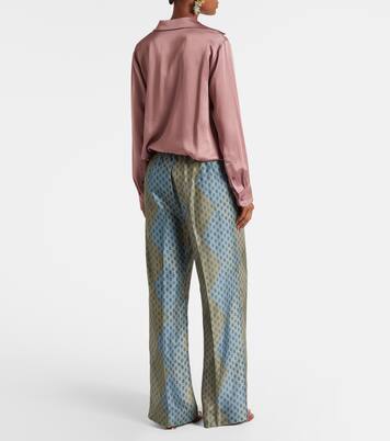 Printed silk satin straight pants  | Dries Van Noten