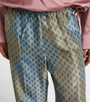 Printed silk satin straight pants  | Dries Van Noten