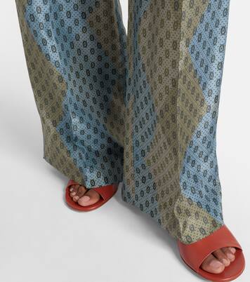 Printed silk satin straight pants  | Dries Van Noten