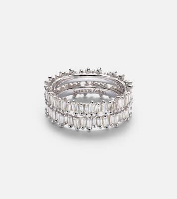 Midi 18kt white gold tech ring jackets with diamonds | Suzanne Kalan