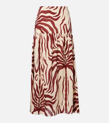 Gathered printed linen maxi skirt | Johanna Ortiz