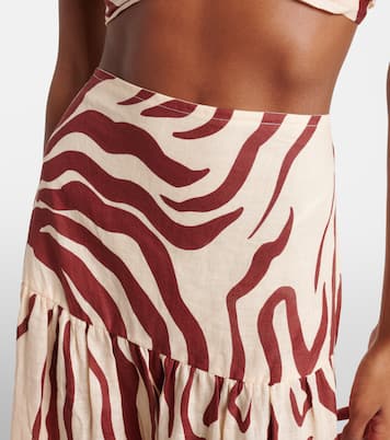 Gathered printed linen maxi skirt | Johanna Ortiz