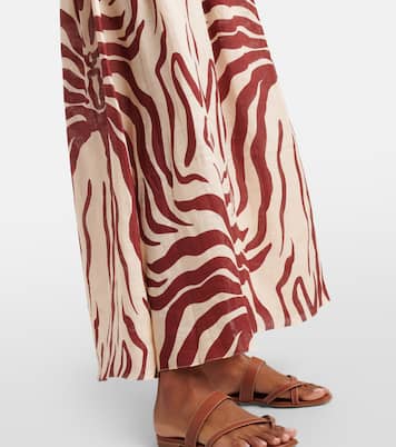 Gathered printed linen maxi skirt | Johanna Ortiz