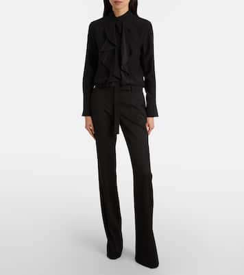 بلوزة من الحرير بكشكشة | McQueen