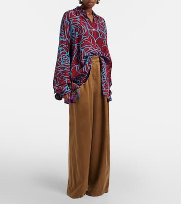 Printed oversized satin shirt | Dries Van Noten