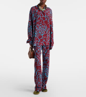 Printed oversized satin shirt | Dries Van Noten