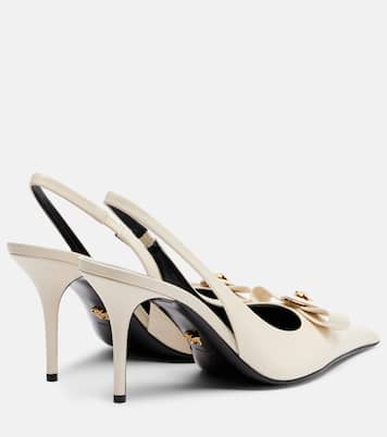 Gianni Ribbon 85 leather slingback pumps | Versace