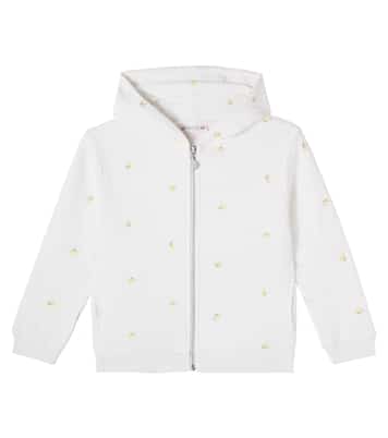 Embroidered cotton jersey zip-up hoodie | Bonpoint
