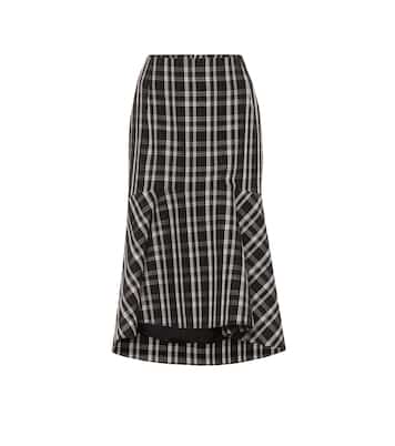 Jupe en laine à carreaux | Balenciaga