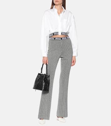 Camicia cropped in cotone con logo | Miu Miu