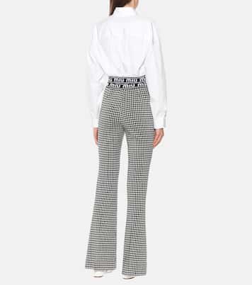 Camicia cropped in cotone con logo | Miu Miu