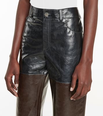 Pantalon droit à taille haute en cuir | Peter Do