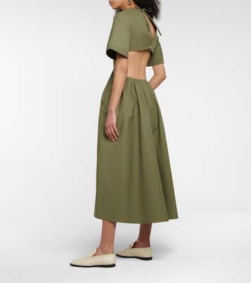 Cutout poplin midi dress | Deveaux New York
