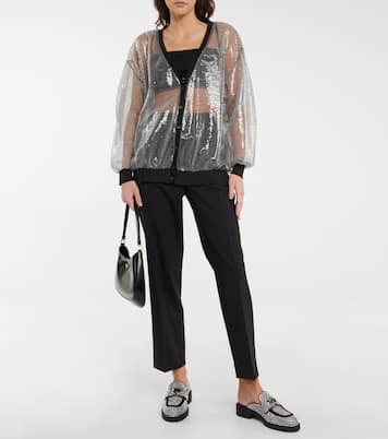 Cardigan aus Tüll mit Pailletten | Prada