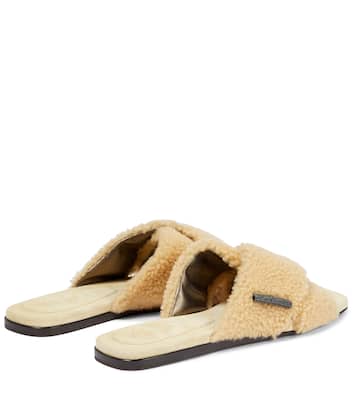 Embellished shearling slides | Brunello Cucinelli