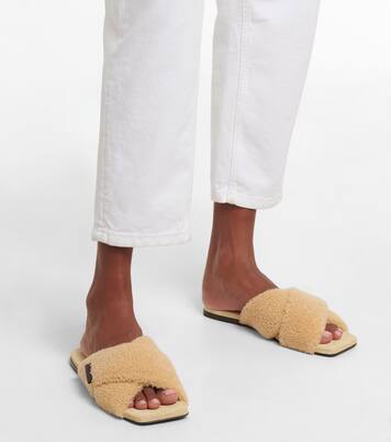 Embellished shearling slides | Brunello Cucinelli
