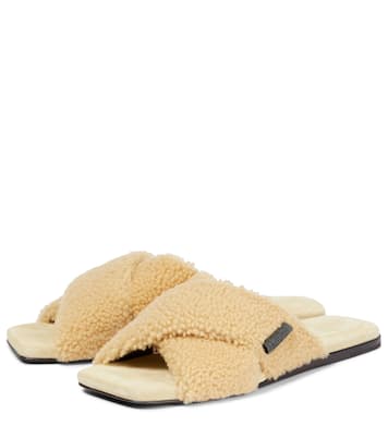 Embellished shearling slides | Brunello Cucinelli