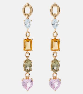 Boucles d’oreilles Catena en or 18 ct, topazes, citrines, améthystes et saphirs | Nadine Aysoy