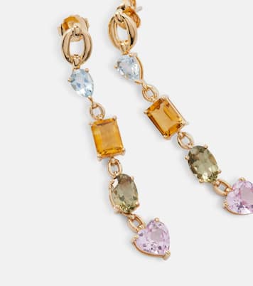 Boucles d’oreilles Catena en or 18 ct, topazes, citrines, améthystes et saphirs | Nadine Aysoy