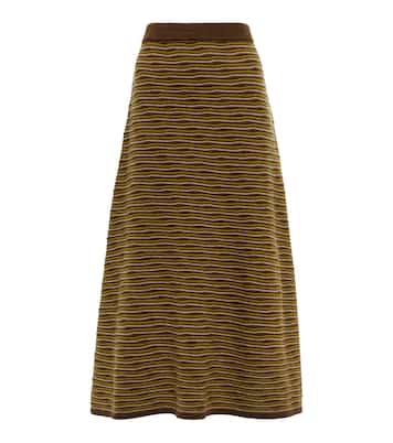 Falda midi de cachemir a rayas | CO
