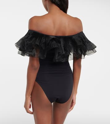 荷叶边饰连体泳衣 | Giambattista Valli