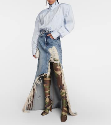 Distressed denim maxi skirt | Vetements