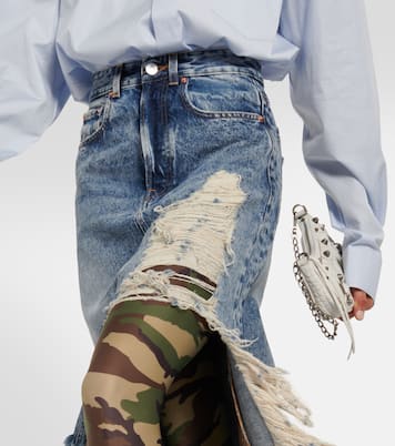 Distressed denim maxi skirt | Vetements
