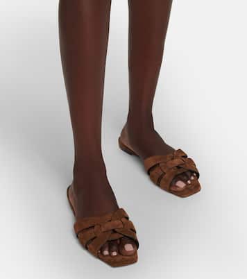Tribute Nu Pieds 05 suede slides | Saint Laurent