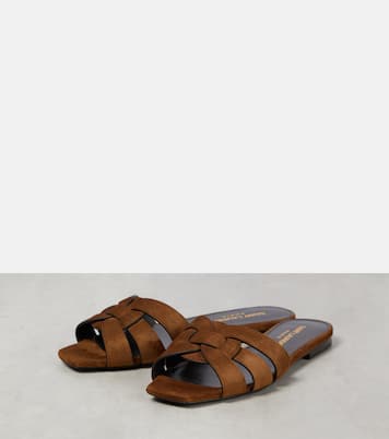 Tribute Nu Pieds 05 suede slides | Saint Laurent