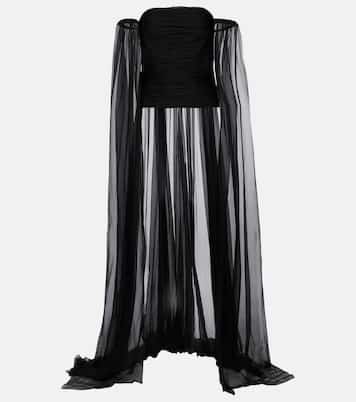 Top in chiffon di seta con scollo bardot | Valentino