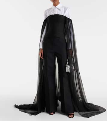 Top in chiffon di seta con scollo bardot | Valentino