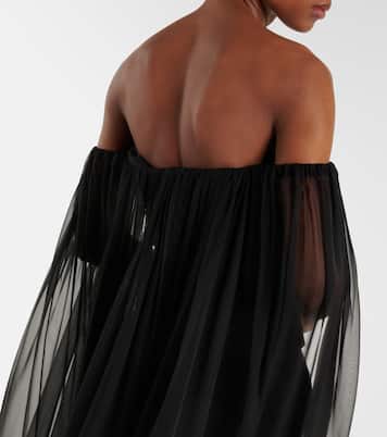 Top in chiffon di seta con scollo bardot | Valentino