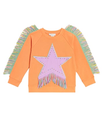 Sudadera de jersey de algodón con flecos | Stella McCartney Kids
