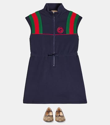Double G leather-trimmed ballet flats | Gucci Kids