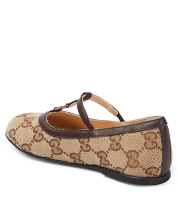 Double G leather-trimmed ballet flats | Gucci Kids