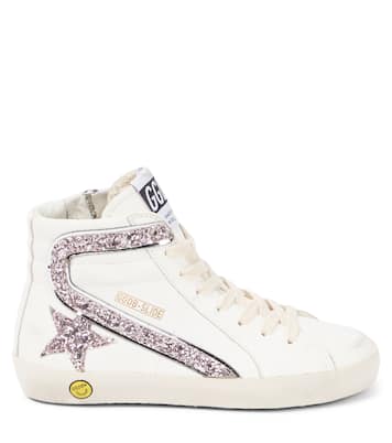 Sneakers in pelle con glitter | Golden Goose Kids
