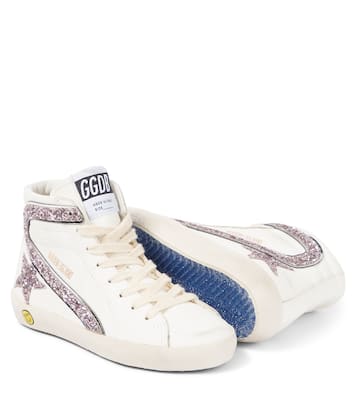 Sneakers in pelle con glitter | Golden Goose Kids