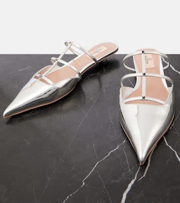 Ballerine Rockstud in pelle metallizzata | Valentino Garavani