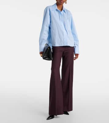 Camicia cropped in cotone a righe  | Victoria Beckham