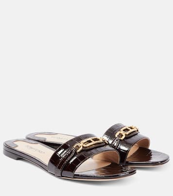 Whitney croc-effect leather slides | Tom Ford