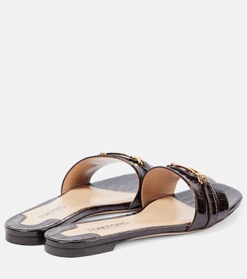Whitney croc-effect leather slides | Tom Ford