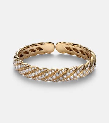 Sculpted Cable Flex 18kt gold bracelet with diamonds | David Yurman